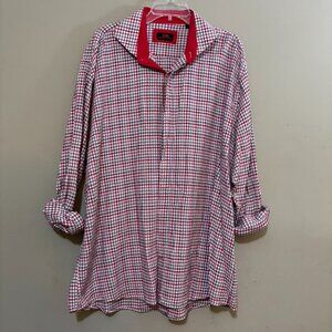 Steven Land Mens Red Black White Checks Plaid Button Down Shirt 18-1/2 36/37